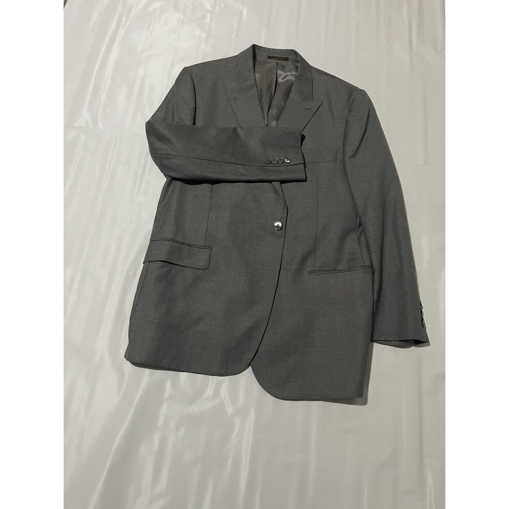 J. Hilburn Grey 100% Wool One Button 47R Men's Blazer Italian Made